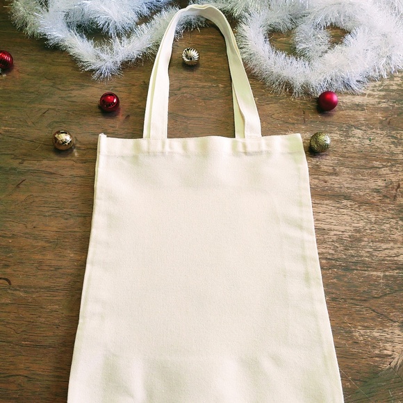 NEW CANVAS TOTE BAG, GROCERY BAG, CHRISTMAS TOTE, RETRO LOVE SANTA 12" X 14" - Picture 3 of 6